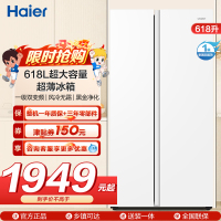 统帅(leader)海尔出品 618升对开门超薄冰箱 一级双变频 黑金净化 BCD-618WGLSSEDW9