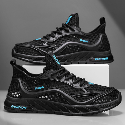 网面男鞋夏季透气网面日常百搭休闲厚底纯色运动风新款男士潮鞋