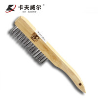 卡夫威尔木柄钢丝刷铁除锈清洁鱼鳞带铲子家用锅 EM4005 木柄钢丝刷4*16