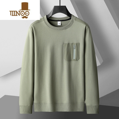 YANXU圆领长袖卫衣男款加肥加大码中年宽松休闲套头T恤