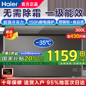 海尔(Haier)冰柜家用300升商用大容量无需频繁除霜一级能效省电-35度深冷锁鲜卧式速冻冷柜BC/BD-300GH