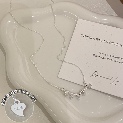 纯银爆闪锆石流苏项链高级感轻奢小众时尚精致锁骨链2025新款送女朋友老婆情人节七夕生日礼物