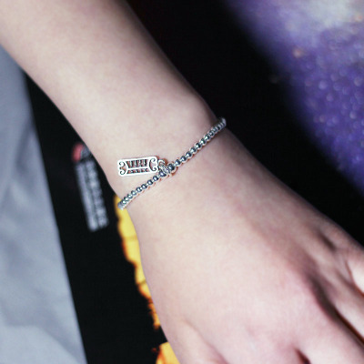 算盘原创设计个性银饰银珠手串纯银复古圆珠韩版简约时尚手饰饰品送女朋友老婆情人节七夕生日礼物