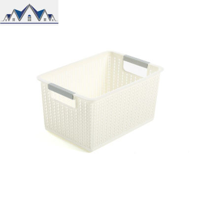 仿藤编桌面收纳篮塑料镂空收纳筐厨房零食杂物收纳盒浴室洗澡篮子 三维工匠