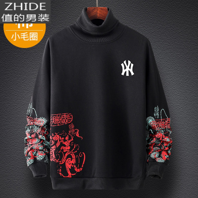 SUNTEK春季新款半高领卫衣男长袖t恤中国风潮牌时尚印花衣服休闲打底衫卫衣