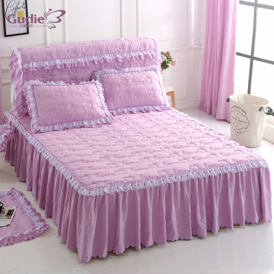 谷蝶水洗棉夹棉床裙单件蕾丝边床头罩双人床1.5m1.8米保护套1.2