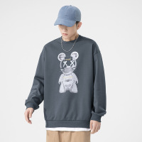潮牌男装长袖套头圆领卫衣秋冬潮流印花小熊休闲衣服男学生情侣装