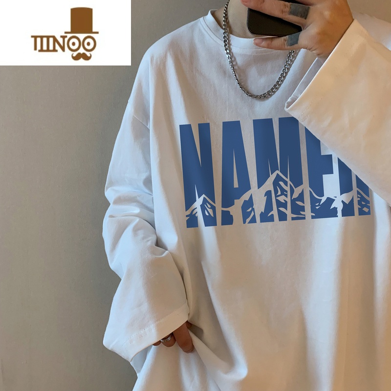 YANXU美式复古长袖T恤男生秋季新款卫衣无帽潮牌嘻哈秋衣外穿