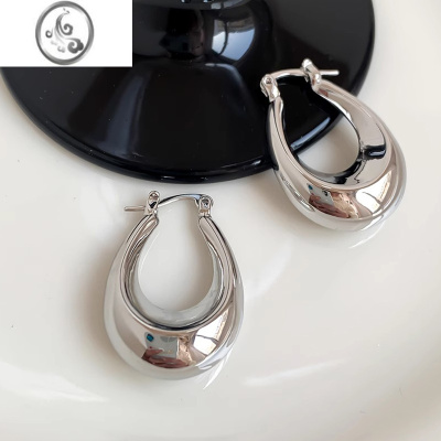 JiMi欧美小众设计高级感耳环冷淡风银色水滴耳饰2023新款夸张耳坠