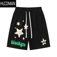 HLCOMAN美式复古星星印花休闲短裤男夏季ins潮牌高街小众宽松运动五分裤