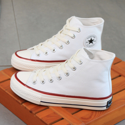 林先森香港高帮帆布鞋女内增高春季学生韩版原宿ulzzang百搭休闲板鞋