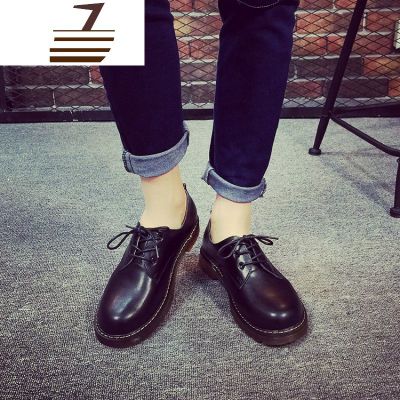 尗卡港风马丁鞋男真皮韩版圆头低帮大头皮鞋男潮流靴子英伦风
