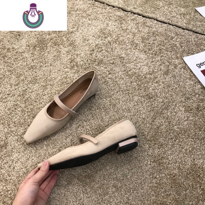 FISHBASKET2020秋季新款红色单鞋女尖头浅口平底鞋网红百搭平跟黑色工作鞋女休闲鞋