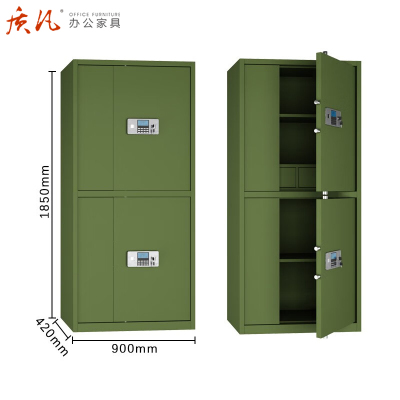 质凡 军绿色保密柜/通体双节电子锁 /ZF-BMG008/900*420*1850mm