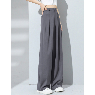 [3件8.5折101.9元,叠加优惠券]唐狮夏季薄款西装裤女高腰显瘦设计感显瘦冰丝凉感阔腿长裤