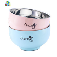 食品级不锈钢饭碗 单个家用日式餐具儿童碗大童防烫防摔套装可爱 FENGHOU 白13cm单碗