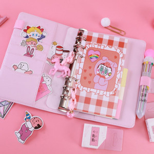 林檎手账本活页少女心网红套装韩版ins风手帐本创意文艺大学生日记本女简约彩页计划本生日 粉色套装送女朋友老婆生日礼物送女 默认颜色