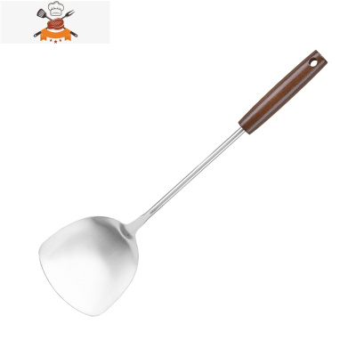 炒菜炒勺家用铲子不锈钢锅铲汤勺套装大号盛铁勺勺子圆勺厨房 敬平 原木+不锈钢 锅铲