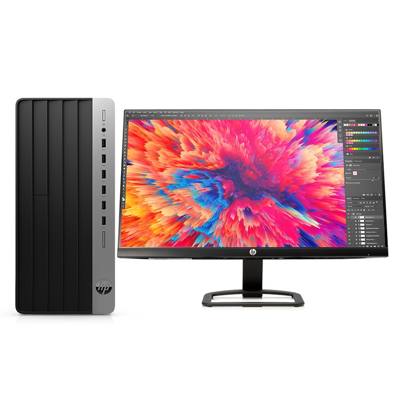 惠普(HP)战99电脑主机 商用办公台式机电脑整机定制版(12代i3-12100 8G 512GB固态 WiFi 蓝牙 三年上门)+23.8英寸显示器