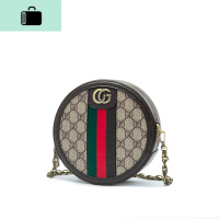 迷你小包包女2020新款时尚百搭单肩小圆包简约印花链条斜挎圆形包NEW LAKE 咖啡色女斜挎包