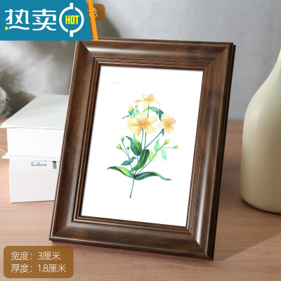 敬平复古相框摆台挂墙画框装裱七寸洗照片6寸8木质框架12寸10桌面摆件 945款-咖啡色 16寸挂墙款[可放30.5*4