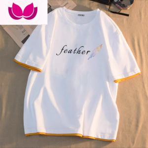 七斓夏季假短袖T恤男生学生上衣宽松百搭显瘦休闲潮流韩版圆领字A