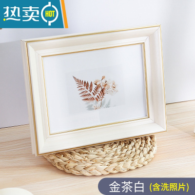 敬平相框洗照片摆台定制5678寸10寸做成挂墙打印加画框六寸a4纸相框架 金茶白+洗照片 8寸摆挂两用(15.2*20.