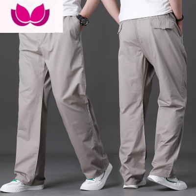 七斓春季薄款直筒裤休闲长裤子男士工装肥加大码宽松肥佬裤阔腿裤
