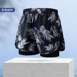 成人泳裤男双层平角防尴尬宽松大码泳衣温泉游泳裤定制批发