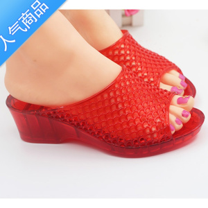 SUNTEK拖鞋女夏季外穿凉高跟网红家用新款防滑坡跟水晶鞋时塑料凉拖