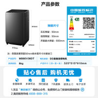 美的(Midea)波轮洗衣机全自动家用 MB80V36DT 8公斤变频 至高1.25洗净比超净洗 抗菌螨