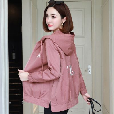 情娇婷(QINGJIAOTING)双层-春季外套女短款2021新款潮韩版宽松百搭春秋休闲夹克风衣