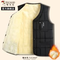 啄木鸟2025冬季新款男士加绒加厚马甲中老年爸爸装外套保暖背心C