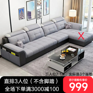 沙发客厅科技布沙发乳胶海绵坐垫小户型现代简约可拆洗布套