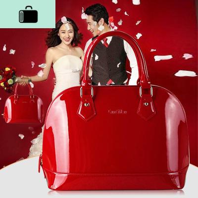 2020新款韩版简约结婚女包贝壳包新娘手提包漆皮时尚百搭单肩斜挎NEW LAKE女斜挎包