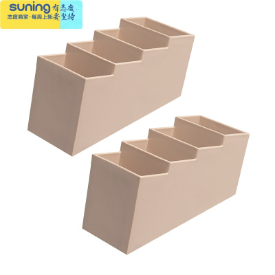 希杰狮王斜插式笔筒女ins北欧个性简约透明笔架收纳学生桌面多功能四格创意时尚可爱亚克力大容量文具收纳盒风格笔桶粉色2个