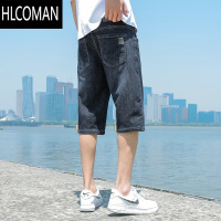 HLCOMAN冰丝牛仔短裤男士夏季薄款直筒宽松外穿5五分中裤弹力6七分马裤男