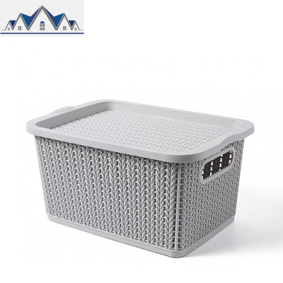 仿藤编织收纳筐洗澡筐晾衣有盖储物盒衣物零食儿童玩具杂物整理箱 三维工匠