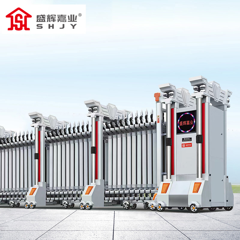 盛辉嘉业 电动伸缩门智能遥控小区单位学校加固抗风铝合金伸缩大门每米