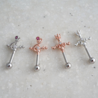 别致权杖十字架小巧立体耳骨耳蜗小耳朵钛钢螺丝钉韩国进口耳门钉送女朋友老婆情人节七夕生日礼物