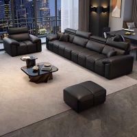 现代简约实木真皮办公沙发家用客厅会客接待软体沙发时尚舒适网红沙发