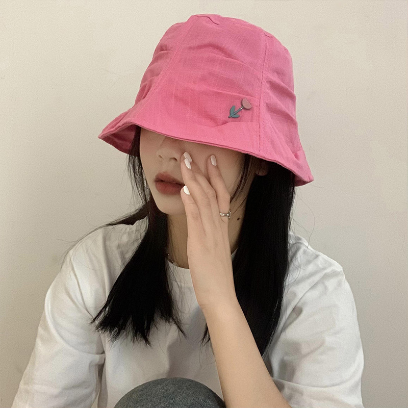 日系小众设计感甜美水桶帽子女夏季百搭薄款透气盆帽渔夫帽显脸小3759Z