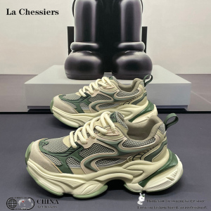 La Chessiers男鞋春秋季老爹鞋2026新款休闲鞋子男士运动休闲鞋厚底网面潮鞋
