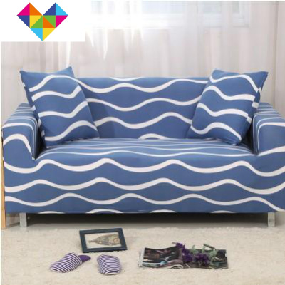 色布艺床连体罩人院沙发组合型全套发套两长款沙沙发碧海波浪三人190~230cm长度范围御蓝锦