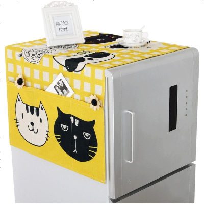 布莱梦防水冰箱盖布防尘布滚筒洗衣机罩棉麻单双开冰箱罩微波炉防尘罩酷猫双开冰箱170*60(防水款)