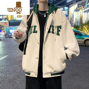 YANXU假连帽夹克男士薄款港风潮牌痞帅外套青少年休闲棒球服