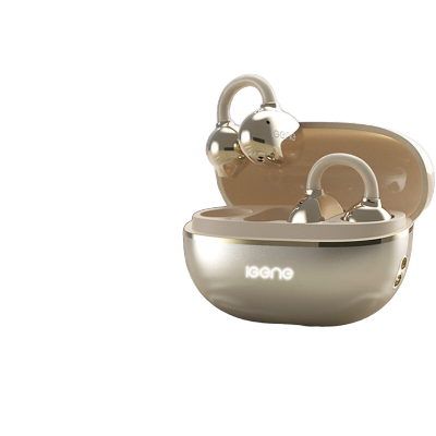 击音6.0蓝牙耳机耳夹式无线音乐跑步运动AI降噪长续航耳挂开放骨传导概念适用华为 Q3金色