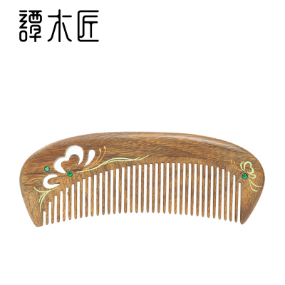 谭木匠礼盒漆艺梳蝶灵L玉檀木梳七夕节新品镶嵌施华洛世奇水晶梳子