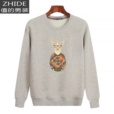 SUNTEK秋冬款棉长袖保暖T恤男加肥加大码圆领加绒加厚套头卫衣男宽松T恤