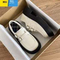 聚范厚底百搭乐福鞋女2024新款皮带扣英伦风小皮鞋单鞋配裙子